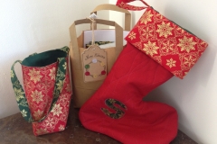Bespoke quilted Christmas stockings and gift bags
